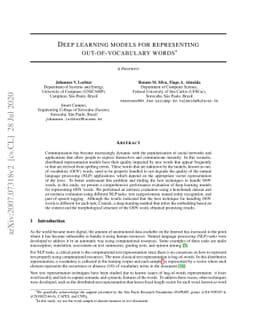 Deep learning models for representing out-of-vocabulary words