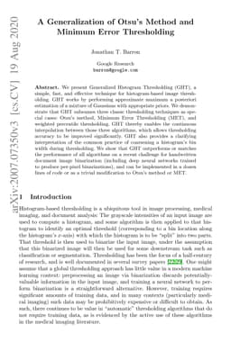A Generalization of Otsu's Method and Minimum Error Thresholding