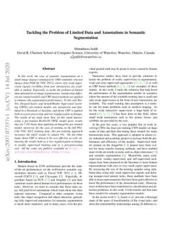 Tackling the Problem of Limited Data and Annotations in Semantic
  Segmentation