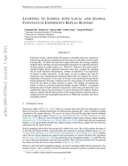 Learning to Sample with Local and Global Contexts in Experience Replay
  Buffer