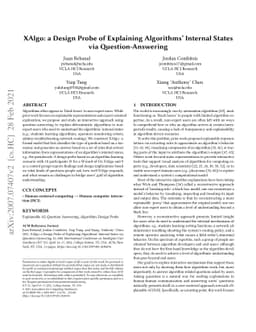 XAlgo: a Design Probe of Explaining Algorithms' Internal States via
  Question-Answering