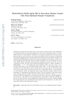 Model-Based Multi-Agent RL in Zero-Sum Markov Games with Near-Optimal
  Sample Complexity