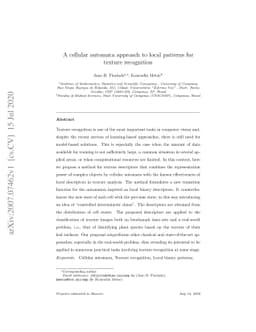 A cellular automata approach to local patterns for texture recognition