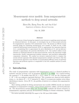 Measurement error models: from nonparametric methods to deep neural
  networks
