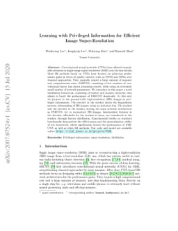 Learning with Privileged Information for Efficient Image
  Super-Resolution