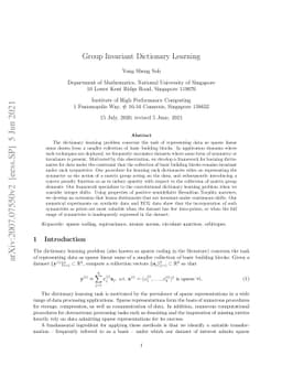 Group Invariant Dictionary Learning