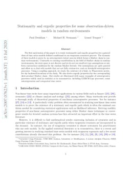 Stationarity and ergodic properties for some observation-driven models
  in random environments