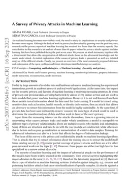 A Survey of Privacy Attacks in Machine Learning