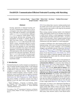 FetchSGD: Communication-Efficient Federated Learning with Sketching