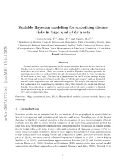 Scalable Bayesian modeling for smoothing disease risks in large spatial
  data sets