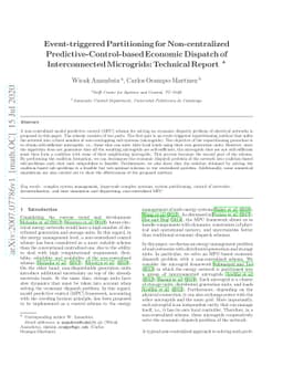Event-triggered Partitioning for Non-centralized
  Predictive-Control-based Economic Dispatch of Interconnected Microgrids:
  Technical Report