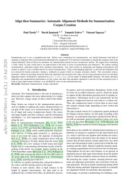 Align then Summarize: Automatic Alignment Methods for Summarization
  Corpus Creation