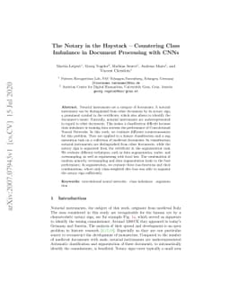 The Notary in the Haystack -- Countering Class Imbalance in Document
  Processing with CNNs