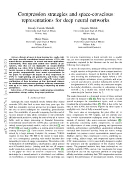 Compression strategies and space-conscious representations for deep
  neural networks