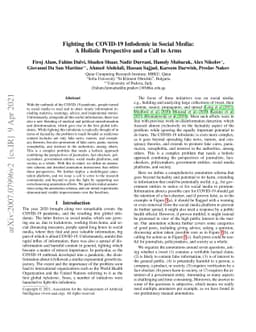 Fighting the COVID-19 Infodemic in Social Media: A Holistic Perspective
  and a Call to Arms