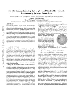 Skip to Secure: Securing Cyber-physical Control Loops with Intentionally
  Skipped Executions