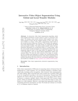 Interactive Video Object Segmentation Using Global and Local Transfer
  Modules