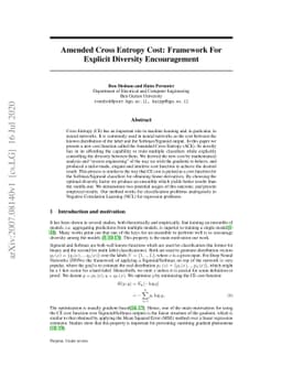 Amended Cross Entropy Cost: Framework For Explicit Diversity
  Encouragement