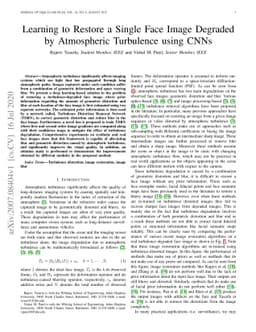 Learning to Restore a Single Face Image Degraded by Atmospheric
  Turbulence using CNNs