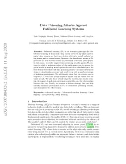 Data Poisoning Attacks Against Federated Learning Systems