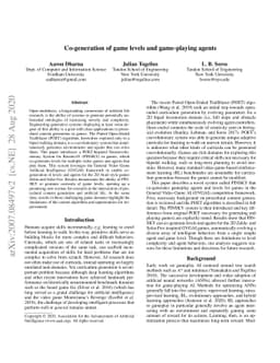 Co-generation of game levels and game-playing agents