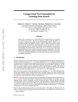 Unsupervised Text Generation by Learning from Search