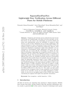 SqueezeFacePoseNet: Lightweight Face Verification Across Different Poses for Mobile Platforms