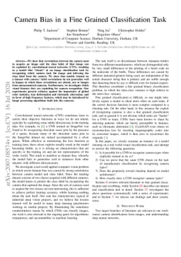 Camera Bias in a Fine Grained Classification Task