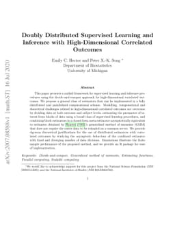 Doubly Distributed Supervised Learning and Inference with
  High-Dimensional Correlated Outcomes