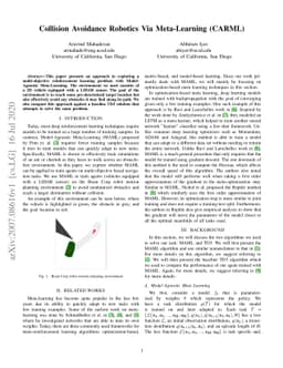 Collision Avoidance Robotics Via Meta-Learning (CARML)