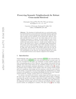 Preserving Semantic Neighborhoods for Robust Cross-modal Retrieval