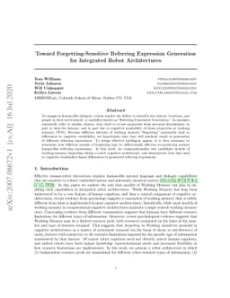 Toward Forgetting-Sensitive Referring Expression Generationfor
  Integrated Robot Architectures