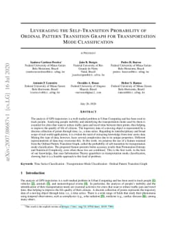 Leveraging the Self-Transition Probability of Ordinal Pattern Transition
  Graph for Transportation Mode Classification