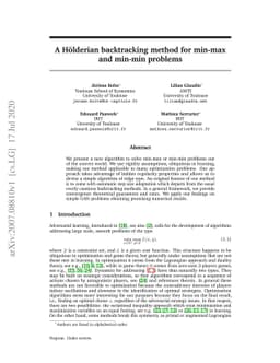 A Hölderian backtracking method for min-max and min-min problems