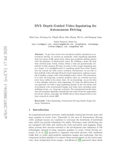 DVI: Depth Guided Video Inpainting for Autonomous Driving