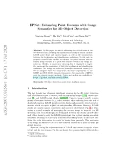 EPNet: Enhancing Point Features with Image Semantics for 3D Object
  Detection