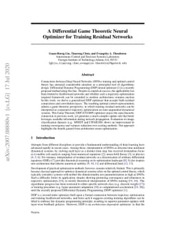 A Differential Game Theoretic Neural Optimizer for Training Residual
  Networks