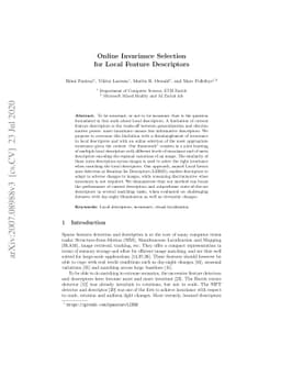 Online Invariance Selection for Local Feature Descriptors