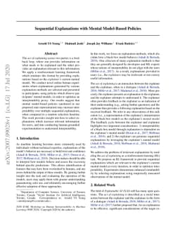 Sequential Explanations with Mental Model-Based Policies