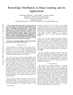 Knowledge Distillation in Deep Learning and its Applications
