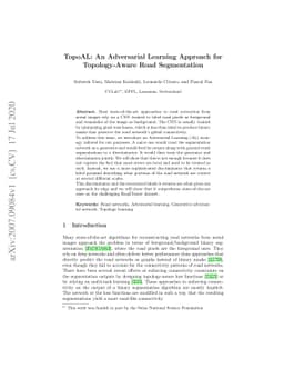 TopoAL: An Adversarial Learning Approach for Topology-Aware Road
  Segmentation