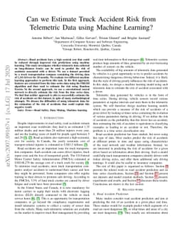 Can we Estimate Truck Accident Risk from Telemetric Data using Machine
  Learning?
