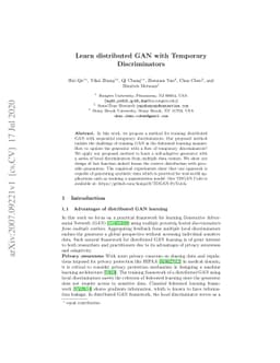 Learn distributed GAN with Temporary Discriminators