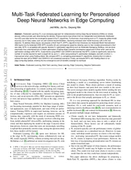 Multi-Task Federated Learning for Personalised Deep Neural Networks in
  Edge Computing