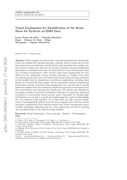 Visual Explanation for Identification of the Brain Bases for Dyslexia on
  fMRI Data