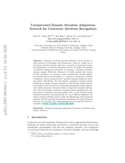 Unsupervised Domain Attention Adaptation Network for Caricature
  Attribute Recognition