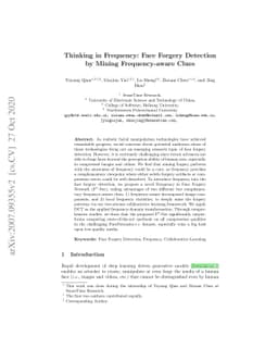Thinking in Frequency: Face Forgery Detection by Mining Frequency-aware
  Clues