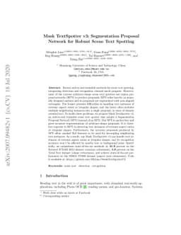 Mask TextSpotter v3: Segmentation Proposal Network for Robust Scene Text
  Spotting