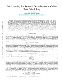 Fast Learning for Renewal Optimization in Online Task Scheduling
