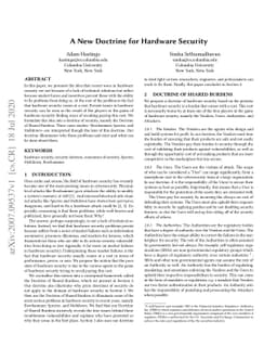 A New Doctrine for Hardware Security